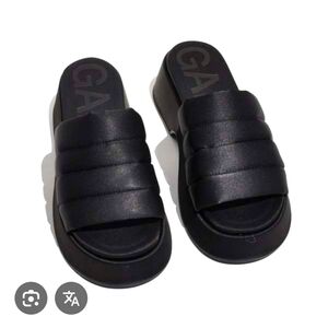 Ganni Retro‎ Padded Platform Slides Black Puffy Sandals Women Orig $325 Size 38